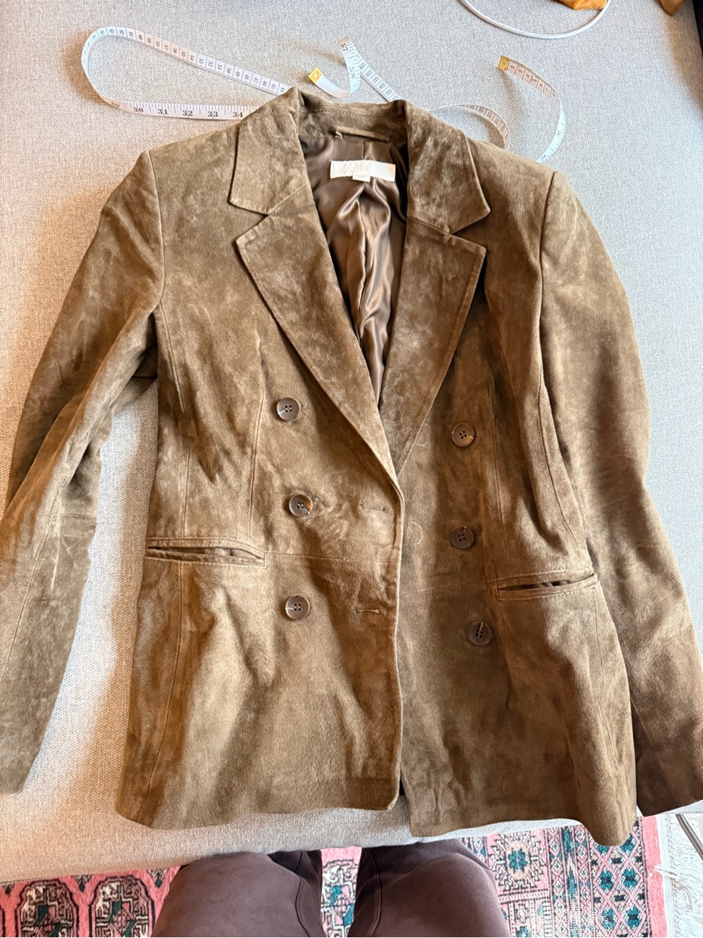 Zara Brown Suede Double-Breasted Blazer